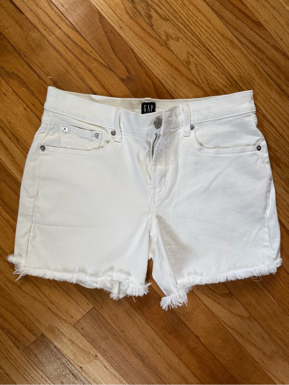 GAP White Frayed Hem Denim Cutoff Shorts